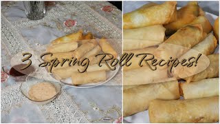 3 Different Spring Roll Recipes! | Mozzarella Cheese & Black Seeds • Cheese & Jalapeños • Chicken