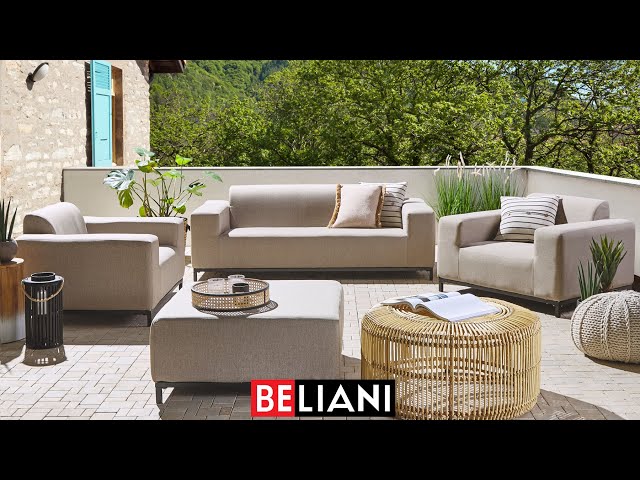 Video teaser for BELIANI - Lounge Set ROVIGO beige/schwarzes Gestell