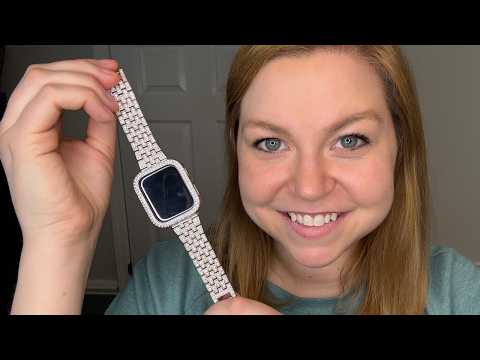 Sparkly Watch Band Compatible for Apple Watch with 2 Pack Bling Crystal Diamonds Case Cover