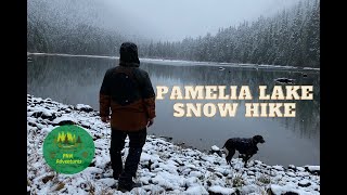 Pamelia lake Oregon Hike with winter snow