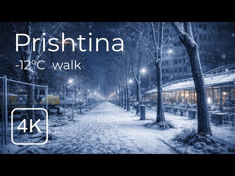 -12°C Freezing Cold Walk at 3AM ❄️ 🇽🇰 Prishtina, Kosovo 4K HDR