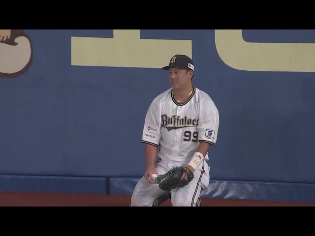 【4回裏】打球へ一直線!! バファローズ・杉本裕太郎 難しい打球をスライディングキャッチ!!  2024年7月12日 千葉ロッテマリーンズ 対 オリックス・バファローズ