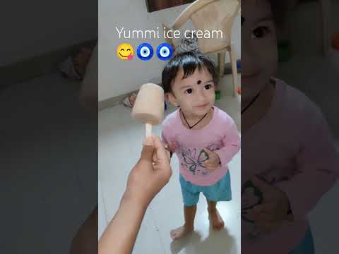 Eating Homemade ice cream made by My mama ❤️😃b#cutebaby #icecream #homemade