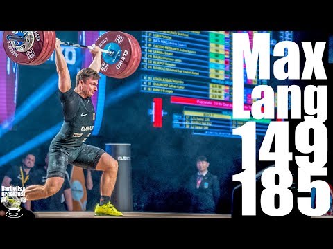 Max Lang (77kg Germany) 149kg Snatch 185kg Clean and Jerk - 2017 weightlifting worlds