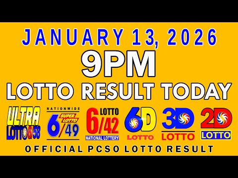 9pm Lotto Result Today PCSO January 13 2026