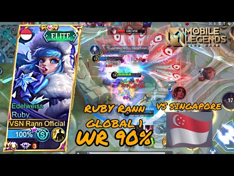 RUBY GLOBAL 1 Rann Official , WR 90% GAMEPLAY!! | MOBILE LEGEND!!