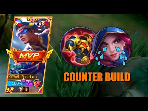 BRUNO COUNTER BUILD AGAINST ASSASSIN HEROES | BRUNO BEST BUILD AND EMBLEM - MLBB