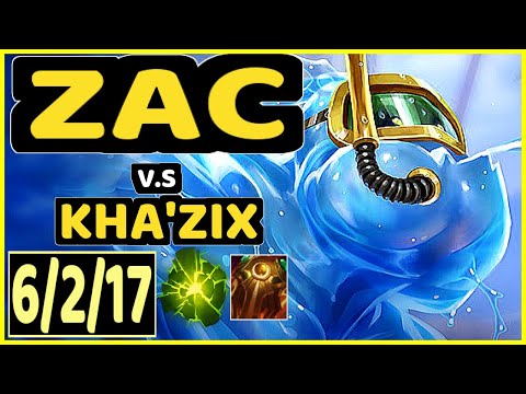 CINKROF (ZAC) vs KHA'ZIX - 6/2/17 KDA JUNGLE GAMEPLAY - EUW Ranked GRANDMASTER