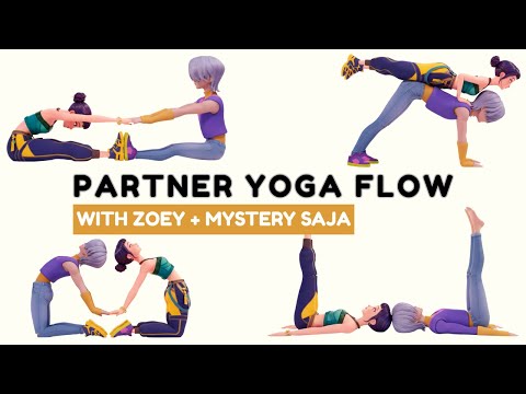 Kids Partner Yoga Flow | Zoey & Mystery Saja | Duo Yoga for Strength & Balance