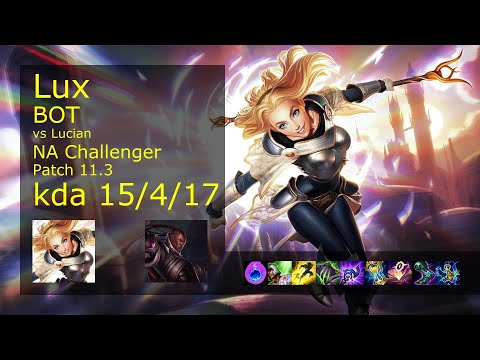 Lux Bot vs Lucian - NA Challenger 15/4/17 Patch 11.3 Gameplay