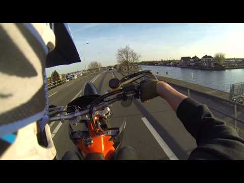 Ktm 525 SX Supermoto full akrapovic titanium exhaust some wheelie practice