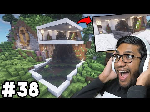 I MADE INDOOR WATERFALL IN MY MOUNTAIN HOUSE IN MINECRAFT KHATARNAK GRAPHICS PART 38 !