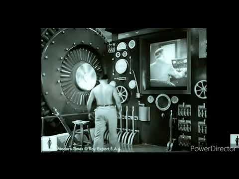 Charlie Chaplin swallowed by  factory machine modern times -1936