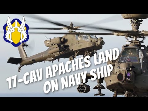 17 CAV AH-64 Apaches Land on USS Lewis B. Puller