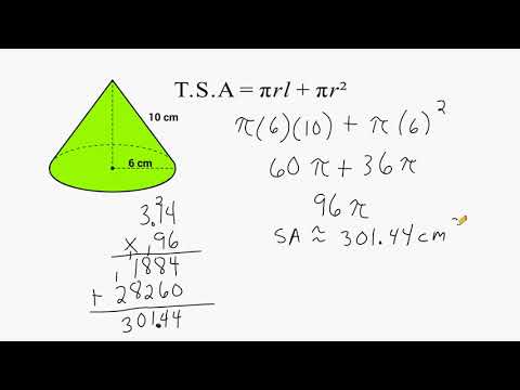 Part of a video titled Finding The Surface Area Of Cones With And Without The Slant Height