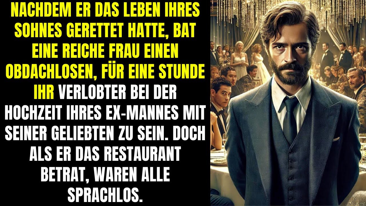 Reiche Frau bittet Obdachlosen, ihr Verlobter zu sein. Als er auftaucht, sind alle sprachlos.