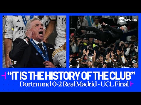 REACTION: Carlo Ancelotti reacts after Real Madrid win the Champions League against Dortmund ????