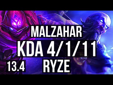MALZAHAR vs RYZE (MID) | 4.0M mastery, 4/1/11, 600+ games | EUW Master | 13.4