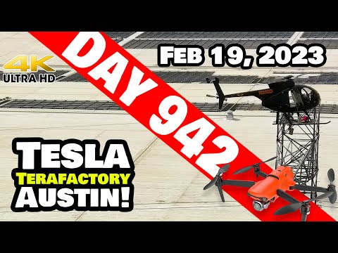 BLACK HELICOPTERS AT GIGA TEXAS! - Tesla Gigafactory Austin 4K  Day 942 - 2/19/23 -Tesla Terafactory