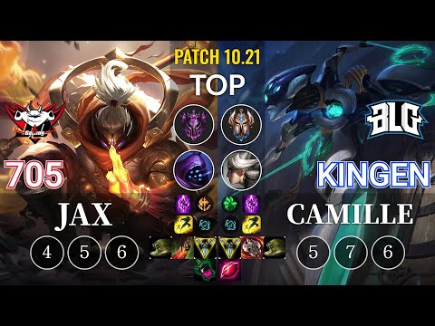 JDG 705 Jax vs BLG Kingen Camille Top - KR Patch 10.21