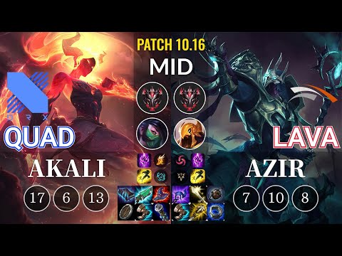 DRX Quad Akali vs HLE Lava Azir Mid - KR Patch 10.16