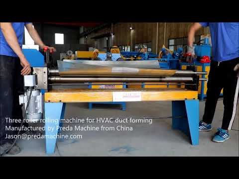 Three roller rolling machine for HVAC duct forming