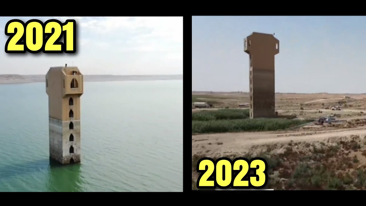 Comparação do nível da água do Rio Eufrates 2021 vs 2023 /// ANTES E DEPOIS do Rio Eufrates