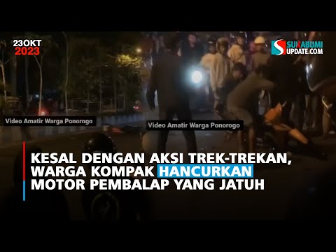 Kesal Dengan Aksi Trek-trekan, Warga Kompak Hancurkan Motor Pembalap yang Jatuh