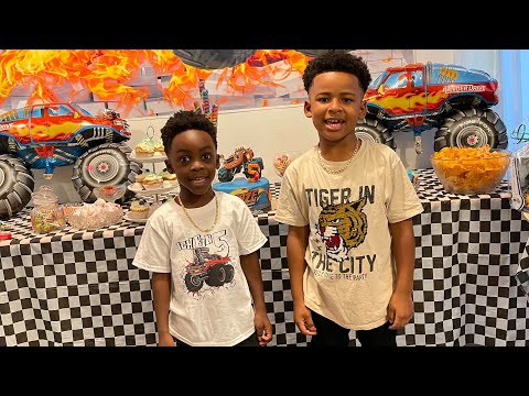 WE'RE CELEBRATING TYRESE'S 5TH BIRTHDAY 🥳 UNWRAPPING PRESENTS | Monster Truck Decoration