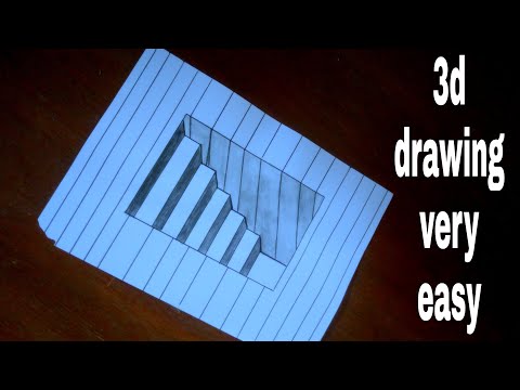 How to draw 3d steps in a hole on the paper.