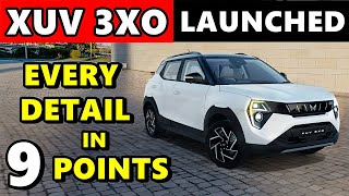 XUV 3XO Launched | Quick Detail in 9 points | Mahindra XUV 300 facelift 2024 launched | ASY