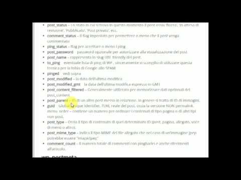 Wordpress Tutorial Lezione 6.11. Le tabelle del Database di WP