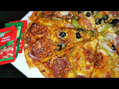 Beef Salami Pizza || Sausage Pizza || HOME made Recipe...