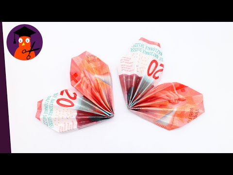 Geldscheine falten: 'Herz' für Geschenk Valentinstag, Geburtstag, Hochzeit & Muttertag #wplus.tv