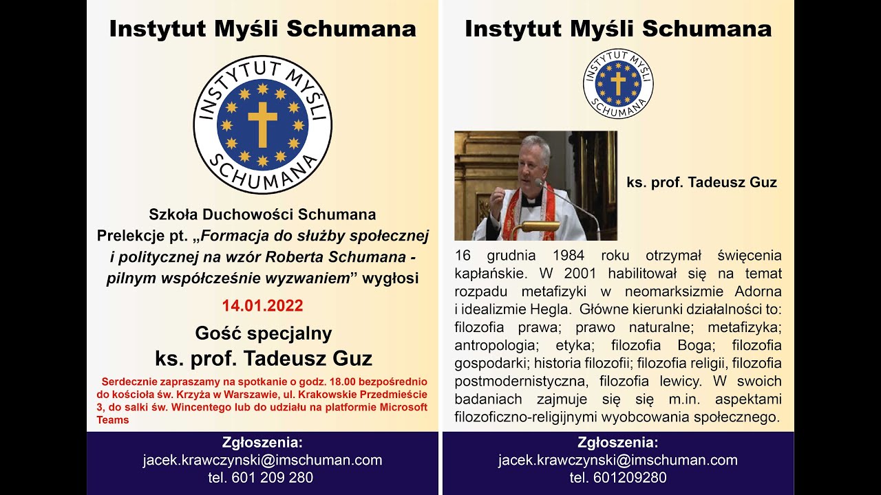 Formacja do służby społecznej i politycznej – ks. prof. Tadeusz Guz