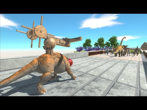 Units trying to escape from Giant Mutant Ballista - Animal Revolt Battle Simulator