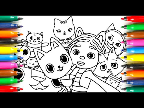 Drawing and coloring Gabby’s Dollhouse Selfie (+free coloring page)
