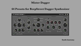 Video thumbnail for Mister Dagger - 64 Presets for Beepstreet Dagger Synth by SYNTH ANATOMY