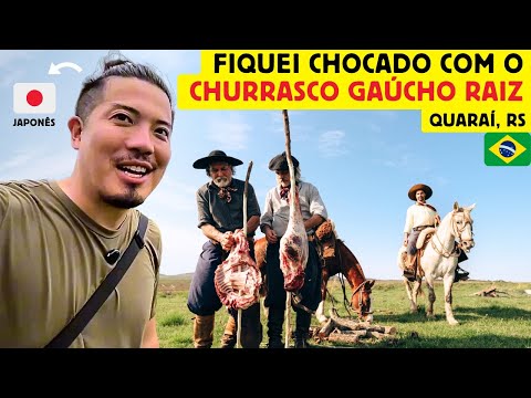 Um japonês chocado com o churrasco gaúcho raiz em Quaraí, RS