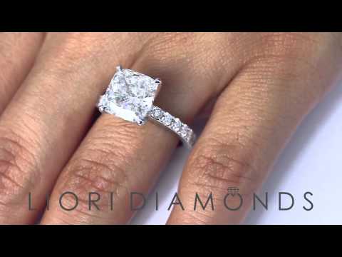 ER-SOLD-132 - 5.05 Ct. EGL Certified F-SI2 Cushion Cut Diamond Engagement Ring 18k White Gold
