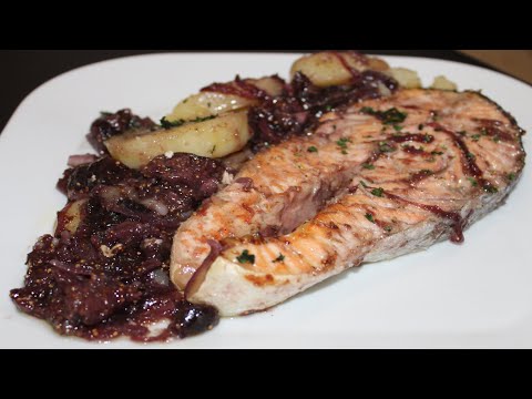 🐟Salmón en salsa de HIGOS y PATATAS panaderas