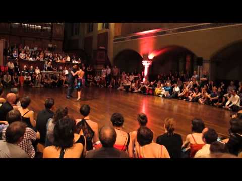  Mariano Frumboli  and  Juana Sepulveda  are  dancing  to  the  tango  "  El Jaguel  "  by  Carlos di Sarli  at  Festivalito Tango Primavera  in  2014