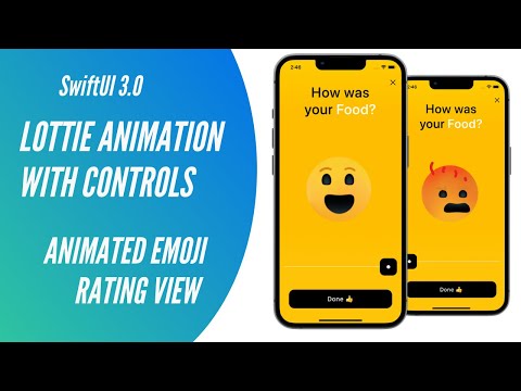 SwiftUI 3.0 Lottie Animations With Controls - Animated Emoji Rating View - Xcode 13
