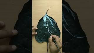 Easy acrylic painting on leaf/peepal tree leaf painting/ leaf painting Art/ Art by Pooja Pasi