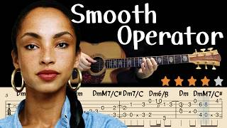 dŸ’–Smooth Operator - Sade | Fingerstyle Guitar Tutorial | Easy Tabs &amp; Lyrics | Acoustic Cover