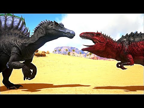 Carcharodontosaurus Vs Espinosaurus Vs Large Dinosaurus Ferozes! Ark Survival Evolved