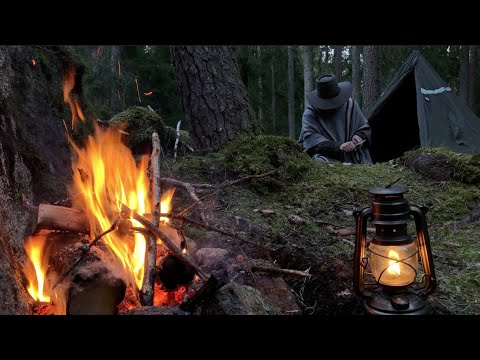 Into The Deep Woods - 3 days solo bushcraft, wild camping, off trail, canvas lavvu tent, simple food