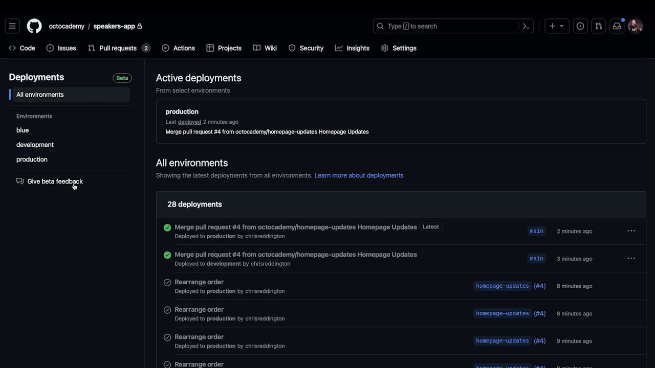 GitHub Actions Deployment Dashboard Views