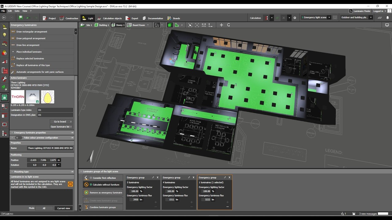 Emergency Lighting Design Projects - sample project inspiration from Udemy Course
