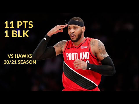 Carmelo Anthony 11 Pts 1 Blk 1 Reb Highlights vs Atlanta Hawks | NBA 20/21 Season